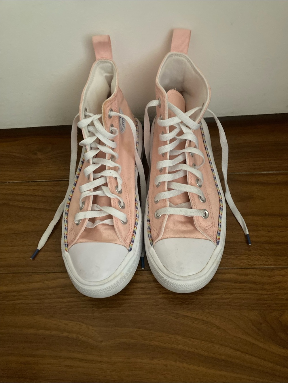 Converse High-Top Sneakers in Light Pink with White Accents